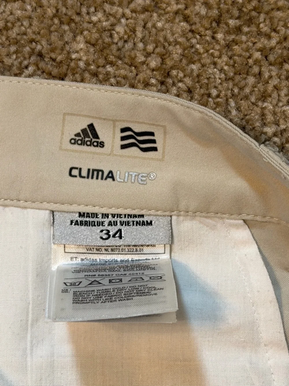 adidas Men's Flat Front Tan Golf Shorts